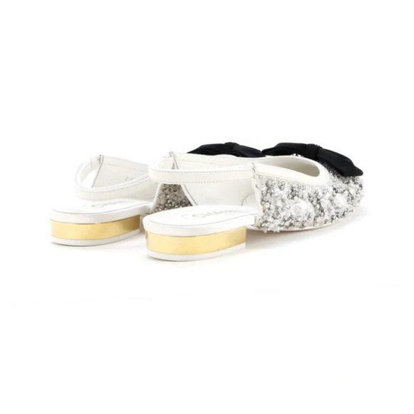 Chanel White Crystal Slingback Flats Size IT40 - Picture 4 of 4